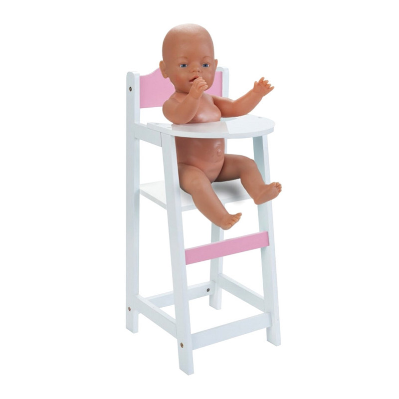 Houten poppenstoel - Wit/Roze - met Hartje - Afbeelding 2