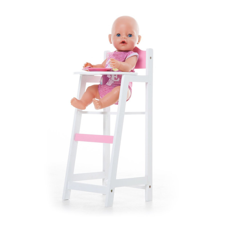 Houten poppenstoel - Wit/Roze - met Hartje - Afbeelding 3