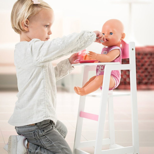 Houten poppenstoel - Wit/Roze - met Hartje - Afbeelding 4