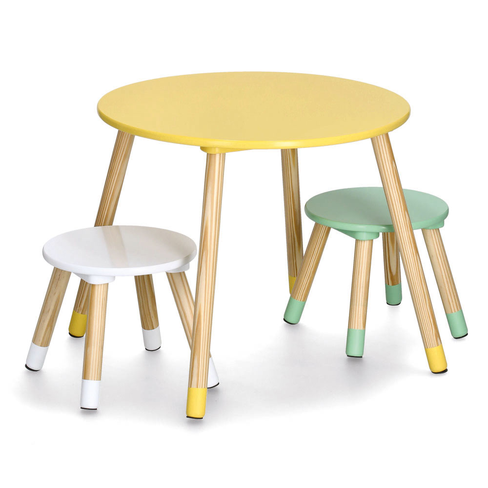 Kindertafel met 2 krukjes - Pastel