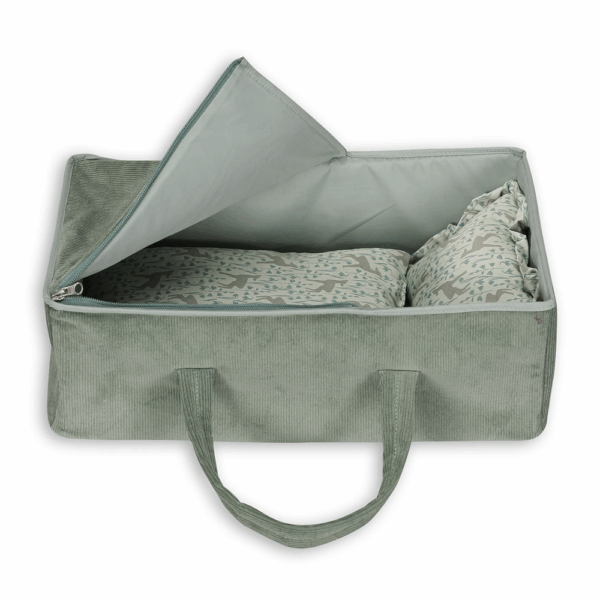 Luxe Poppenreiswieg – Corduroy Mint – 40 cm - Afbeelding 4