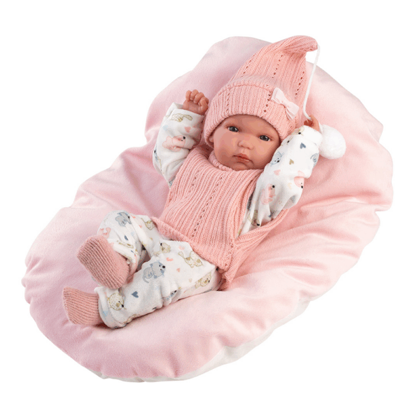 Newborn babypop Bimba met katjesprint – 35 cm