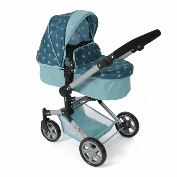 Combi-poppenwagen Linus – Stars Turquoise