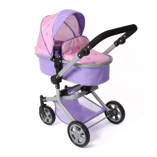 Combi-poppenwagen Mika – Hearts Lila