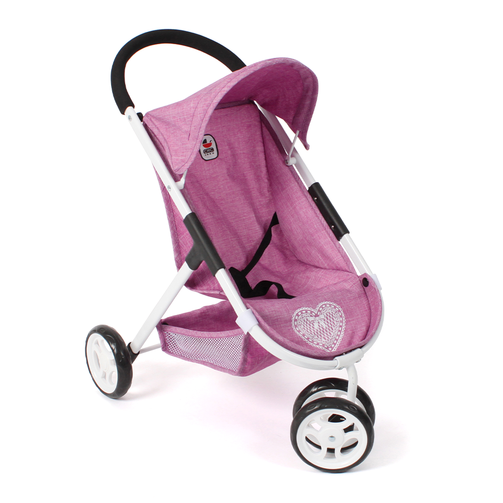 Kleine Poppenbuggy Speedy - Pink Jeans - Zwenkwielen