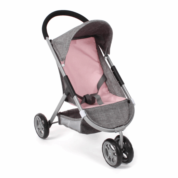 Kleine Poppenbuggy Speedy - Melange Grijs Roze