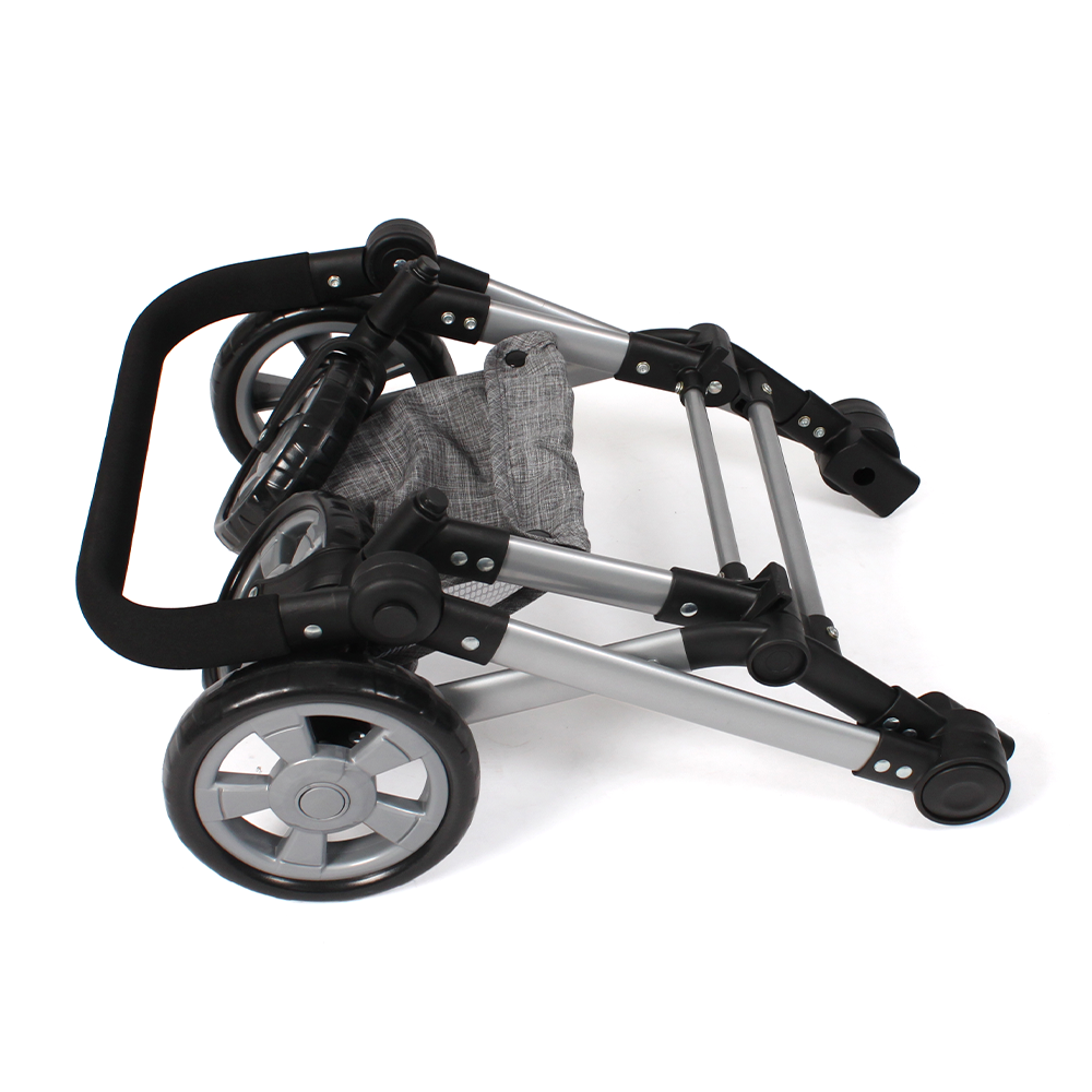 Combi-poppenwagen Linus – Melange Grijs Roze - Afbeelding 7
